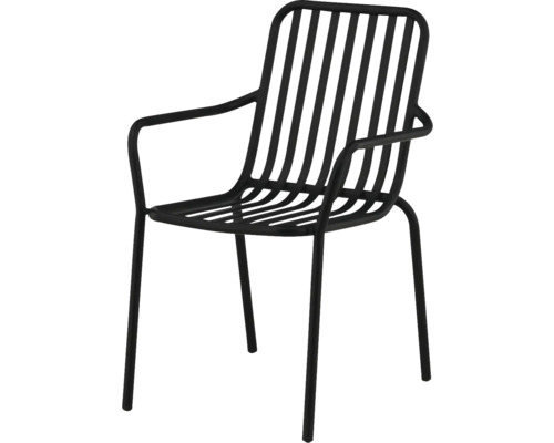 Matstol VENTURE HOME Peking svart Svart metallstol med armstöd