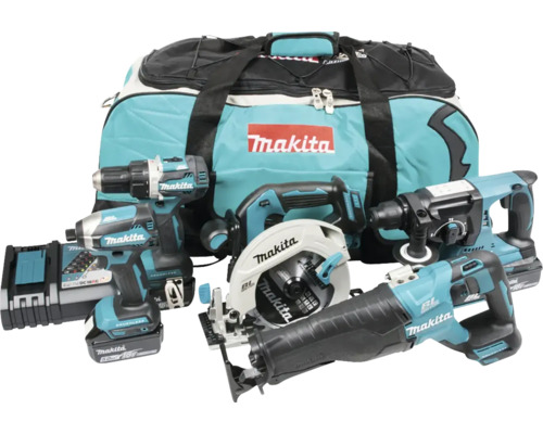 Verktygspaket MAKITA DLX5032T 18V 5 maskiner inkl. 3x5,0Ah batterier och laddare i tygväska med hjul