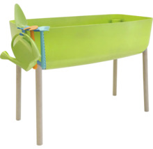 Upphöjd planteringslåda i plast med träben och trädgårdsredskapsset