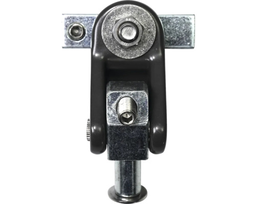 Detaljbild av ett metalliskt monteringselement med skruvar