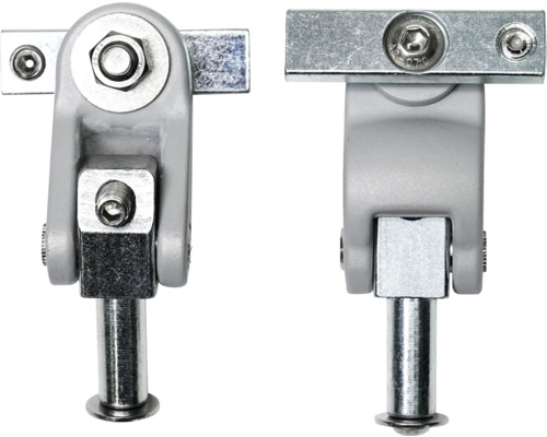 Två vyer av ett metallbeslag för möbler.