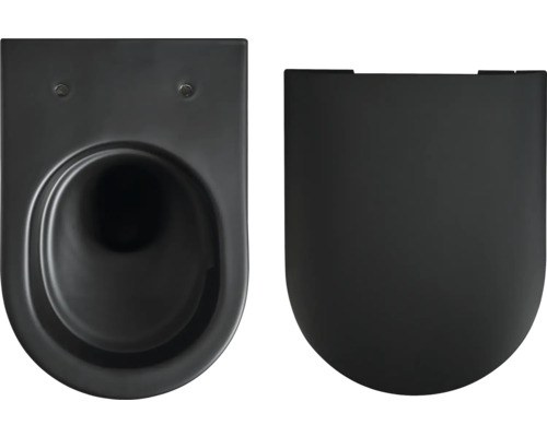 Vägghängd toalett med djup spoling och toalettsits av sanitetskeramik