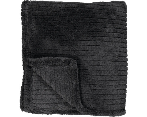 Pläd NOBLE HOUSE Stanley mörkgrå 125cm Vikt mjuk filt med ribbad struktur