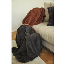 Dekorativ filt på en soffa, hemtextilier