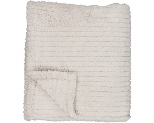 Pläd NOBLE HOUSE Stanley beige 125cm Fluffigt överkast med ribbad struktur