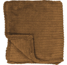 Brun fleecefilt med ribbad textur