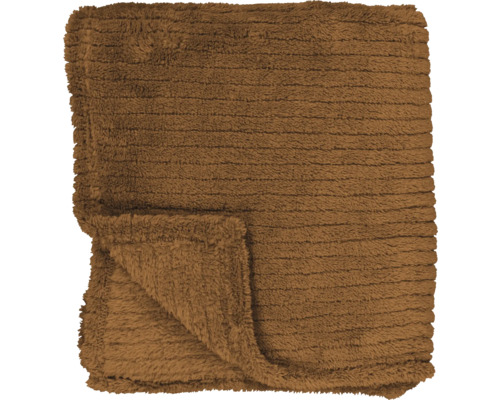 Pläd NOBLE HOUSE Stanley rost 125cm Brun fleecefilt med ribbad textur