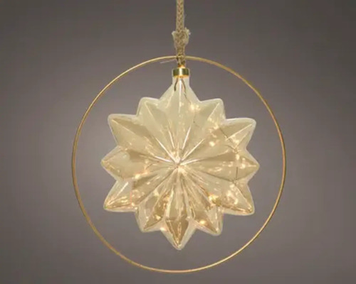 Dekorativ stjärnhänge med ring och snörupphängning