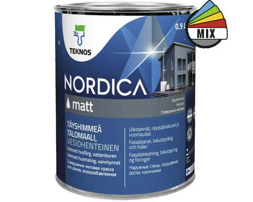 Fasadfärg TEKNOS Nordica matt vit 0,9L