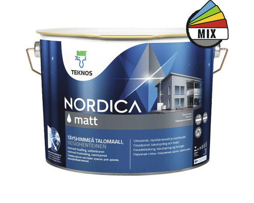 Fasadfärg TEKNOS Nordica matt vit 9L Burk med matt fasadfärg från Teknos Nordica