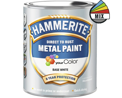 Hammarlack HAMMERTITE Smooth finish vit 1L Hammerite metallfärg direkt på rost, baslack vit, med åtta års skydd