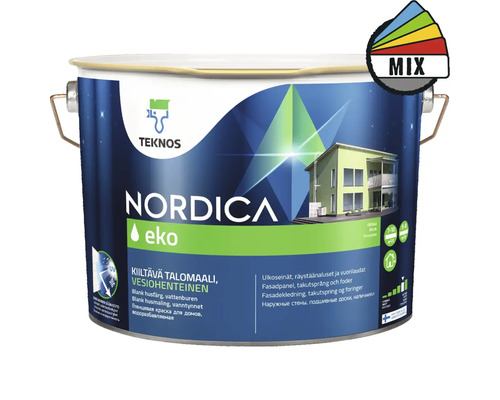 Fasadfärg TEKNOS Nordica Eko akrylatfärg Bas 1 9L Teknos Nordica Eko fasadfärg i en färgburk