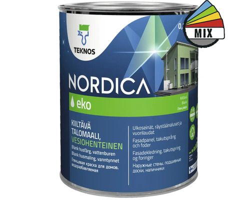 Fasadfärg TEKNOS Nordica Eko akrylatfärg vit 0,9L