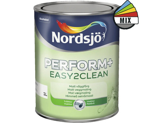 Akrylatfärg NORDSJÖ Perform+ Easy2Clean BW matt vit 1L Nordsjö Perform Plus Easy to clean väggfärg, en liters burk