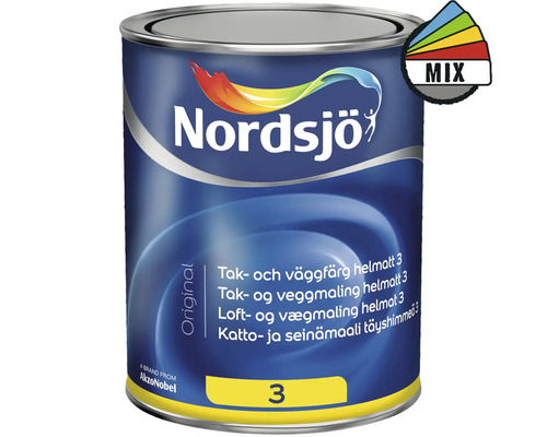 Tak- & väggfärg NORDSJÖ Original 3 BW helmatt vit 1L Tak- & väggfärg NORDSJÖ Original 3 BW helmatt vit 1L