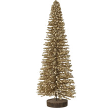 Dekorativ julgran med glitter på träfot