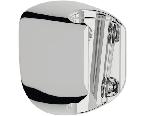 Silverfärgad duschstångshållare