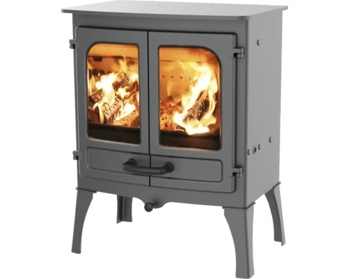 Braskamin Charnwood Island 1 svart stål gjutjärn 5 kW