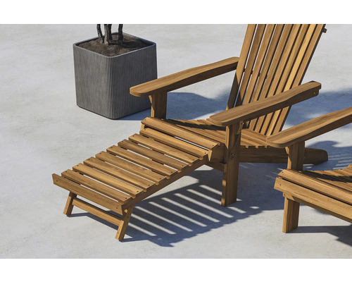 Träsolstol med fotstöd och blomlåda