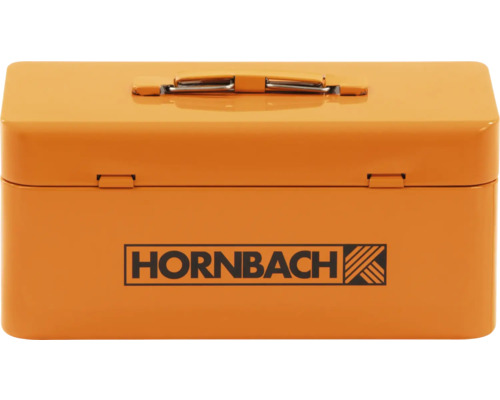 Verktygslåda i metall med Hornbach-logotyp