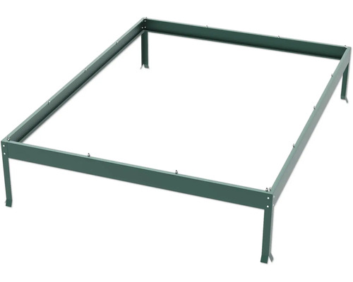Ramkonstruktion för en upphöjd bädd av metall
