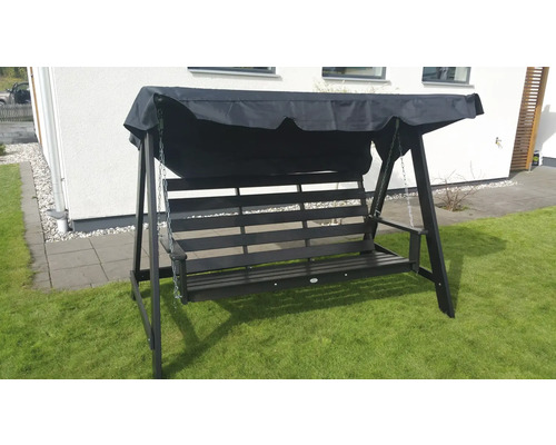 Hammock EDEN WOOD Mellby 3-sits svart utan tak & dynor