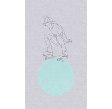 Ritad person med keps på en skateboard