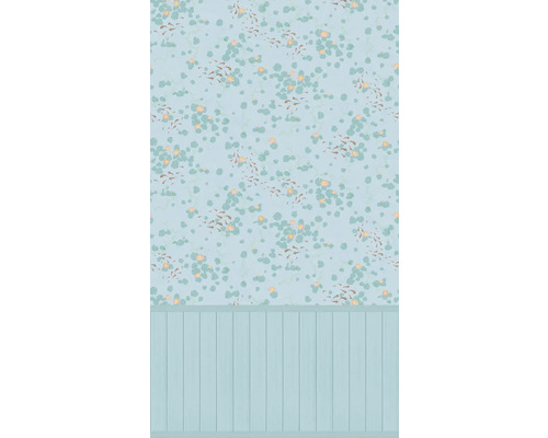 Tapet med näckrosmönster och träpanel