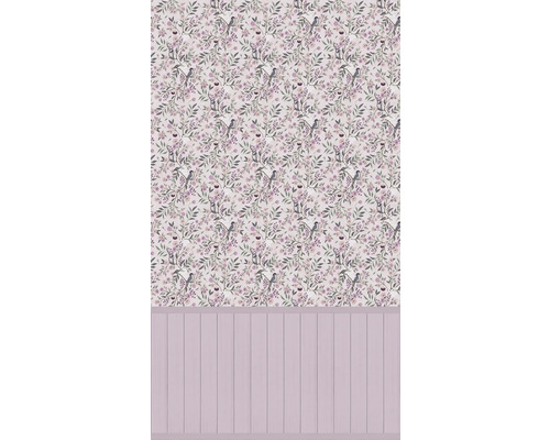 Tapet med fågel- och blommotiv i lantlig stil