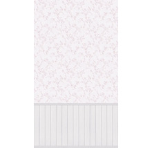 Tapet med blommönster och träpanel