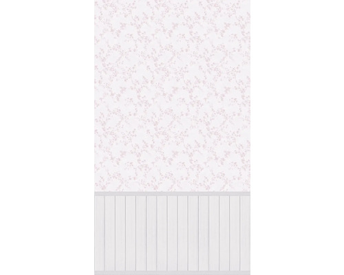 Tapet med blommönster och träpanel