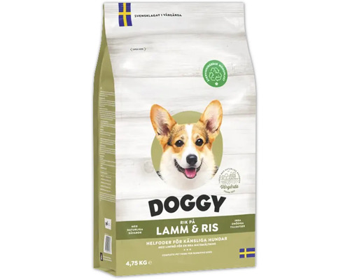 Hundmat DOGGY Lam & ris för känsliga hundar 4,75kg Doggy hundfoder med lamm och ris i en 4,75 kilograms förpackning
