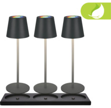 Tre LED-bordslampor med laddstation