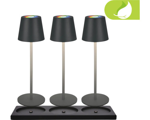 Tre LED-bordslampor med laddstation