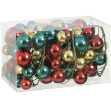 Julgranskulor som girlang i transparent förpackning