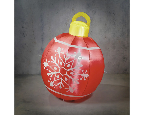 Uppblåsbar kula LUCA LIGHTING Snöflinga H100cm Uppblåsbar röd julgranskula med snöflingemönster