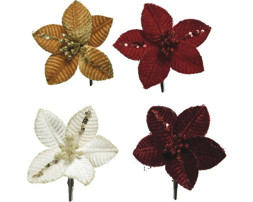 Dekorativa julstjärneklämmor med paljetter