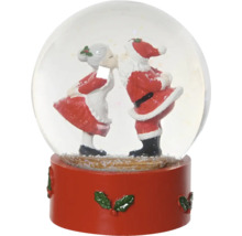 Snöglob med jultomten och tomtemor som kysser varandra