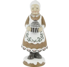 Dekorativ figur farmor med kaka för juldekoration