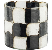 Cylinderformad glasvas med schackrutigt mönster