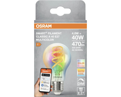 Osram Smart Filament Classic A 40 E27 Multicolor ljuskälla