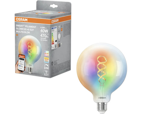 Osram Smart Filament Globe 125 40 E27 Multicolor med förpackning