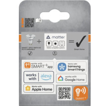Förpackningstryck av en Smart+ Spot PAR16 50 GU10 dimbar lampa, kompatibel med Matter, Smart Home-system och diverse Smart Home-appar