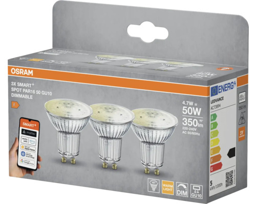 Osram Trippelförpackning Smart+ Spot PAR16 50 GU10 dimbar i förpackning