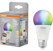 Osram Smart Plus Classic A 75 E27 flerfärgad LED-lampa och förpackning