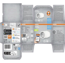 Förpackning för en Osram Smart+-kontakt för EU med Matter-stöd och appstyrning.