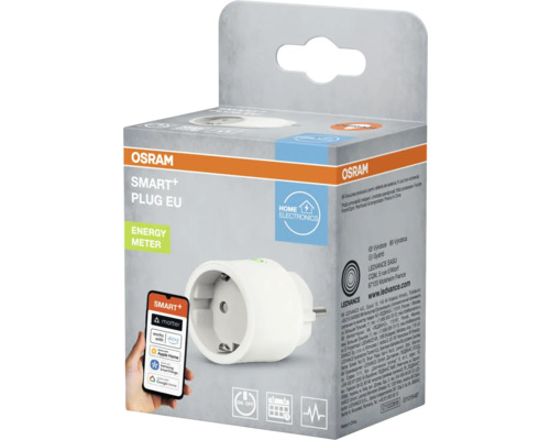 Osram Smart+ kontakt EU i produktförpackning med smartphoneintegration