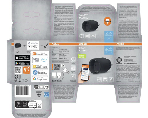 Förpackning för en Osram Smart+ Plug EU-kontakt, kompatibel med Smart Home-system