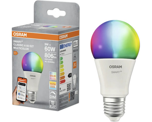 Osram Smart Plus Classic A 60 E27 Multicolor LED-lampa med förpackning