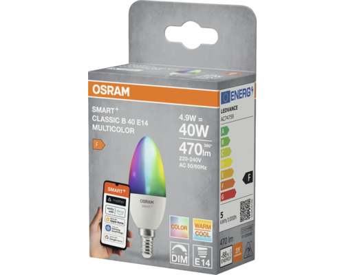 Osram Smart+ Classic B 40 E14 Multicolor LED-lampa i förpackning